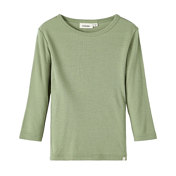 Lil' Atelier Woll-Langarmshirt NMNFABLE in oil green