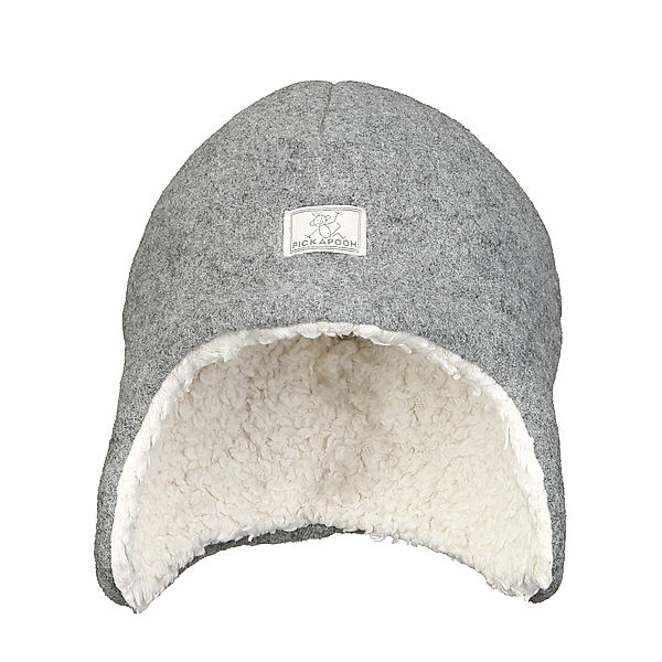 PICKAPOOH Woll-Mütze JONAS FLEECE mit Plüschfutter in grey
