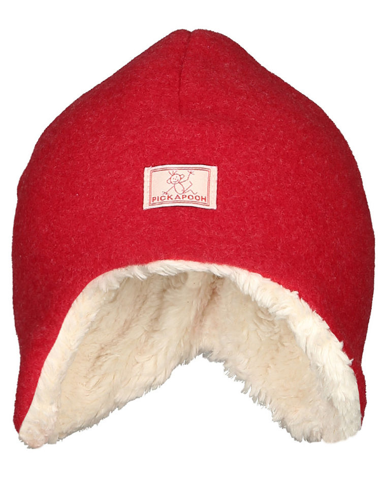 Woll-Mütze JONAS FLEECE mit Plüschfutter in rot natur kaufen
