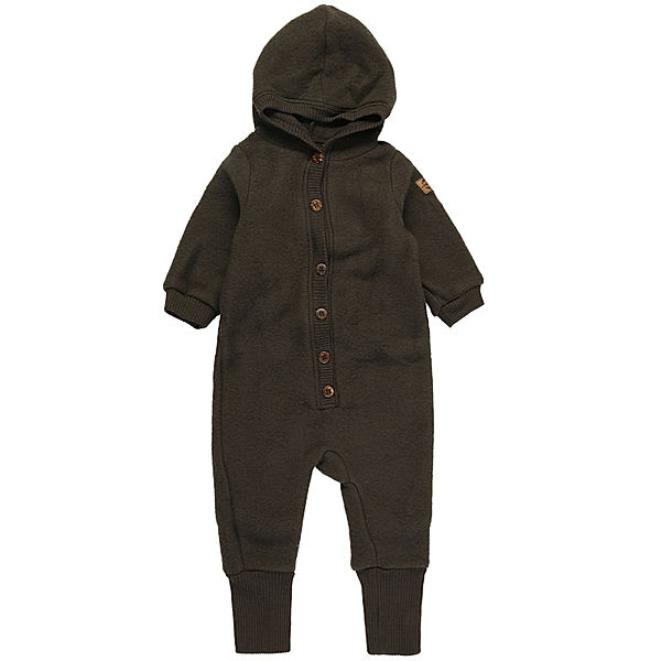 mikk-line Woll-Overall MERINO mit Kapuze in chocolate brown