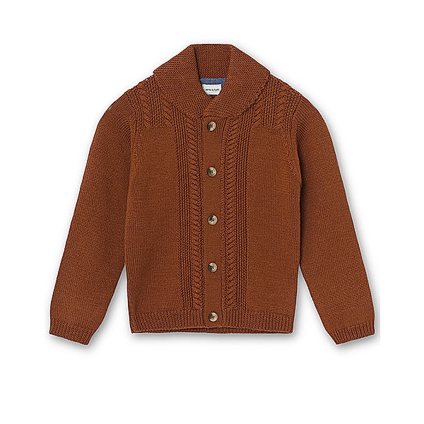 MINI A TURE Woll-Strickjacke DIRON in rootbeer brown