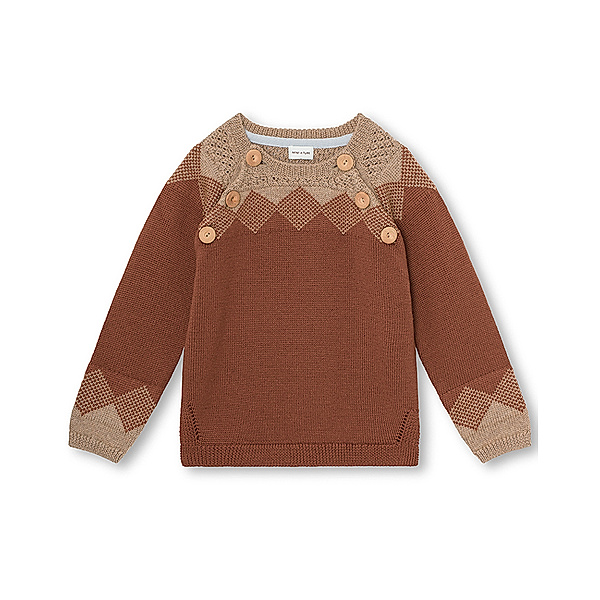 MINI A TURE Woll-Strickpullover MATTHINO in rootbeer brown