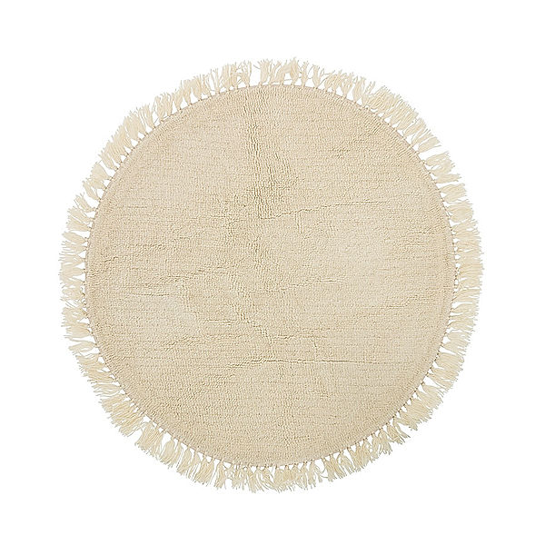 Bloomingville Woll-Teppich NATURE (Ø110) mit Fransen in beige