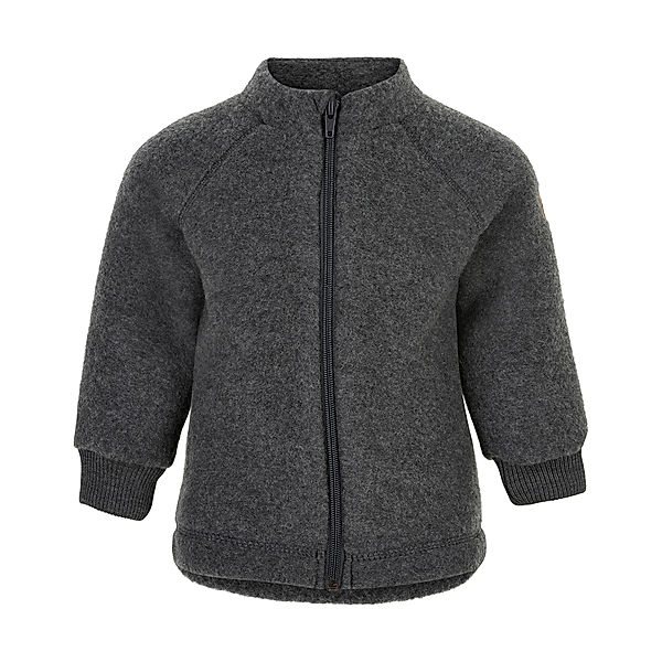 mikk-line Wollfleece-Jacke MERINO JUNIOR in melange anthracite