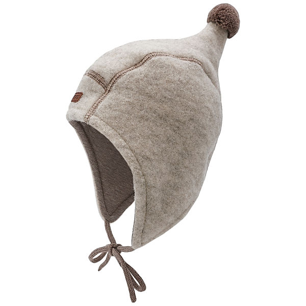 maximo Wollfleece-Mütze WINTER mit Zipfel in düne/kastanie