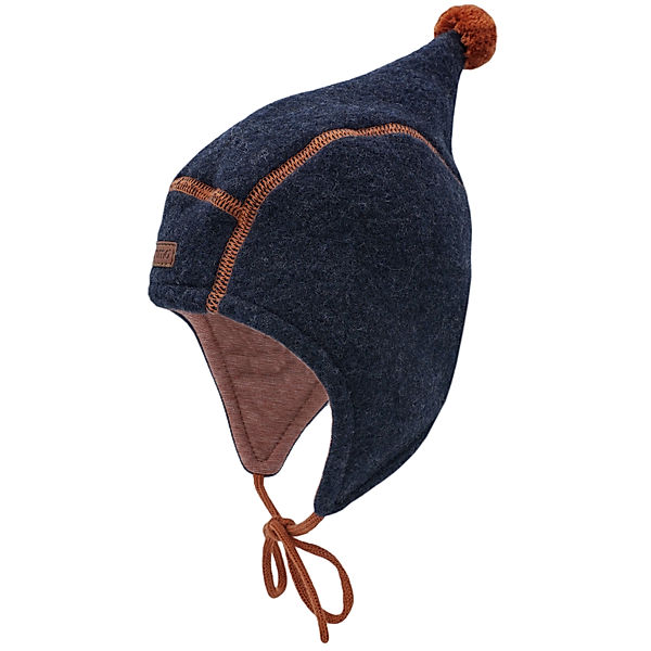 maximo Wollfleece-Mütze WINTER mit Zipfel in navy/bombay brown