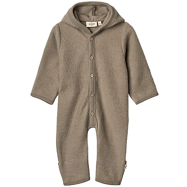 Wheat Wollfleece-Overall ATA mit Kapuze in grey stone