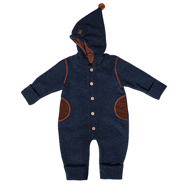 maximo Wollfleece-Overall BABY in navy/bombay brown
