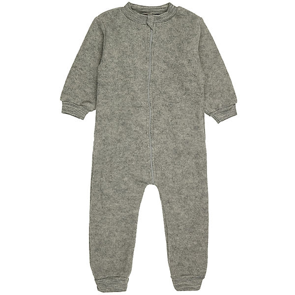 ENGEL Wollfleece-Overall COSY ZIPP in hellgrau melange