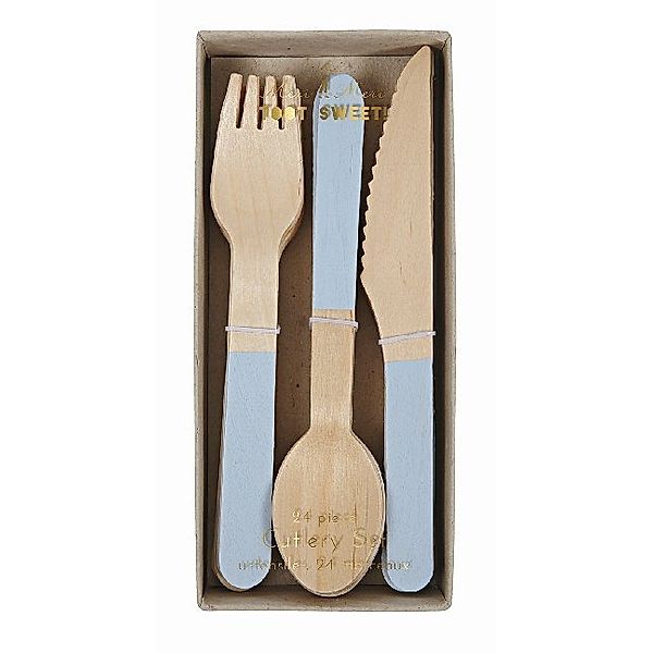 Wooden Besteck - Holz Set Blue