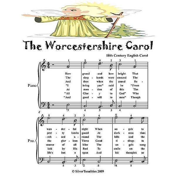 Worcestershire Carol - Easy Piano Sheet Music Junior Edition, Silver Tonalities