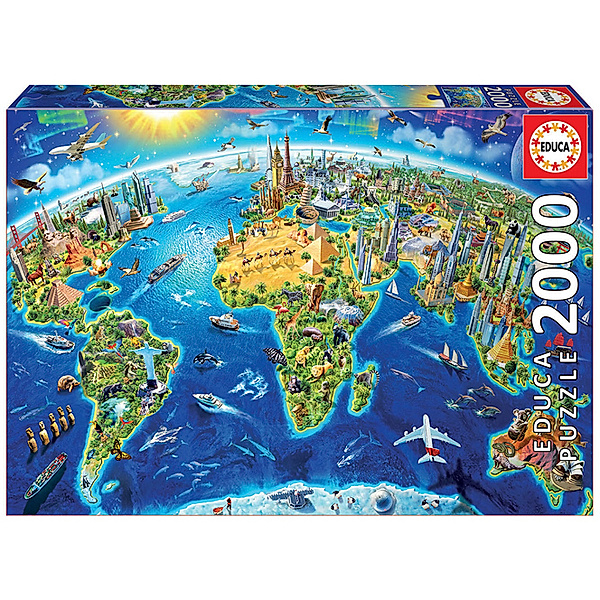 Educa Puzzle, Carletto Deutschland World Landmarks Globe (Puzzle)