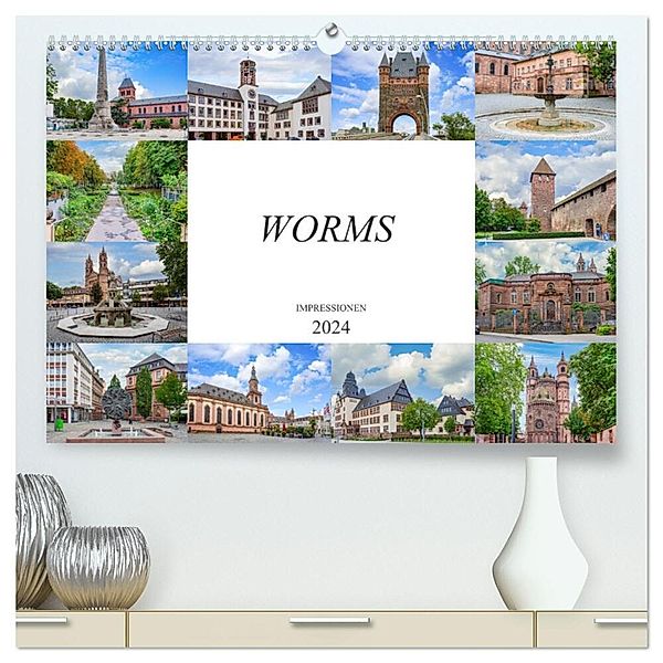 Worms Impressionen (hochwertiger Premium Wandkalender 2024 DIN A2 quer), Kunstdruck in Hochglanz, Dirk Meutzner