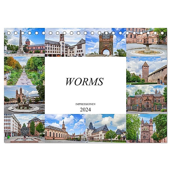 Worms Impressionen (Tischkalender 2024 DIN A5 quer), CALVENDO Monatskalender, Dirk Meutzner