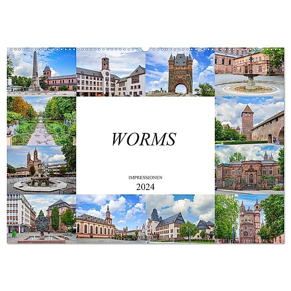 Worms Impressionen (Wandkalender 2024 DIN A2 quer), CALVENDO Monatskalender, Dirk Meutzner