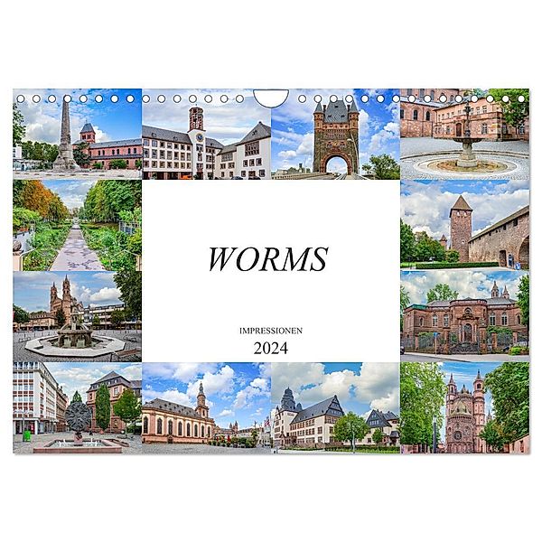 Worms Impressionen (Wandkalender 2024 DIN A4 quer), CALVENDO Monatskalender, Dirk Meutzner