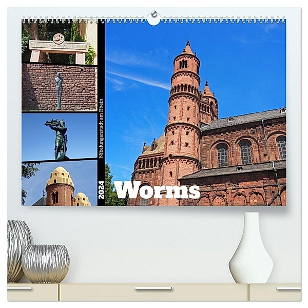 Worms-Nibelungenstadt am Rhein (hochwertiger Premium Wandkalender 2024 DIN A2 quer), Kunstdruck in Hochglanz, Ilona Andersen