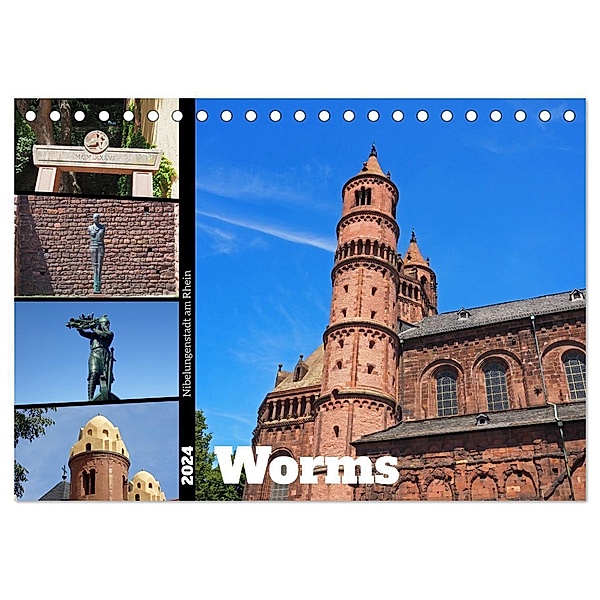Worms-Nibelungenstadt am Rhein (Tischkalender 2024 DIN A5 quer), CALVENDO Monatskalender, Ilona Andersen
