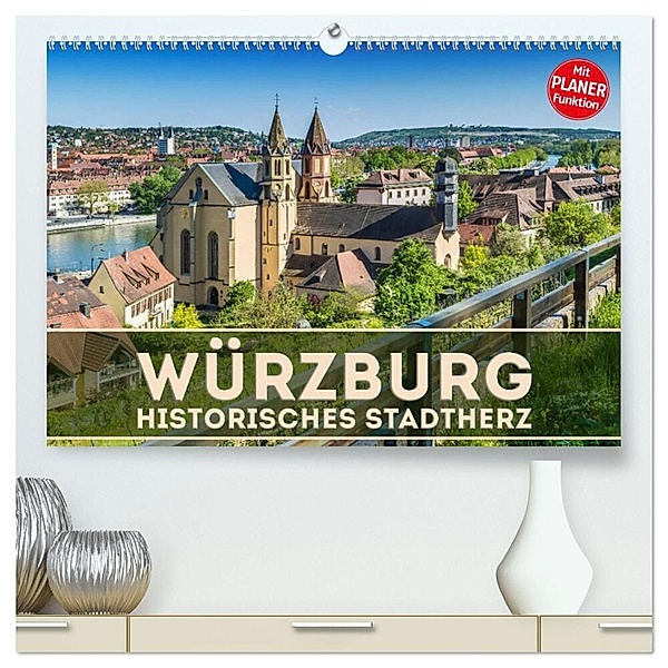 WÜRZBURG Historisches Stadtherz (hochwertiger Premium Wandkalender 2024 DIN A2 quer), Kunstdruck in Hochglanz, Melanie Viola