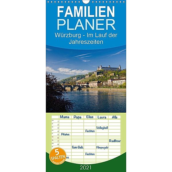 Würzburg - Im Lauf der Jahreszeiten - Familienplaner hoch (Wandkalender 2021 , 21 cm x 45 cm, hoch), Volker Müther