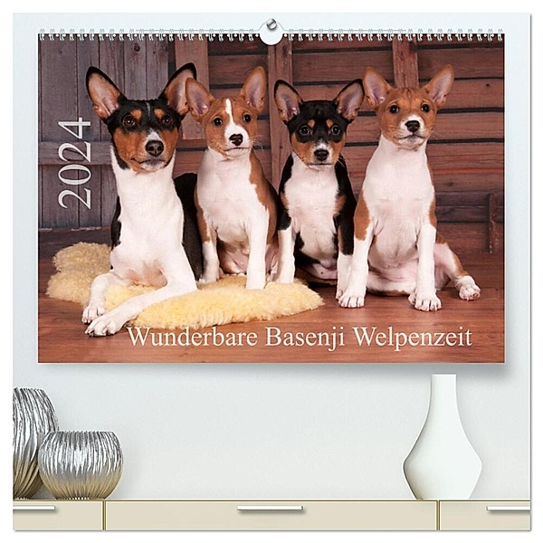 Wunderbare Basenji Welpenzeit (hochwertiger Premium Wandkalender 2024 DIN A2 quer), Kunstdruck in Hochglanz, Angelika Joswig