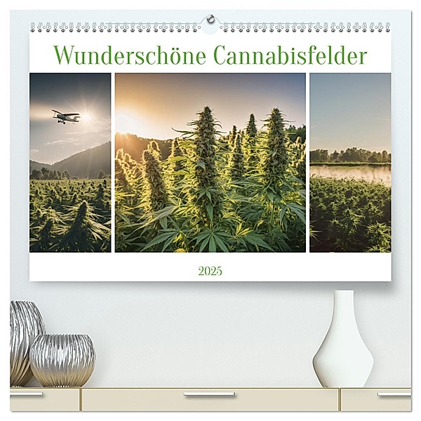 Wunderschöne Cannabisfelder (hochwertiger Premium Wandkalender 2025 DIN A2 quer), Kunstdruck in Hochglanz, Calvendo, Stanley Hinz