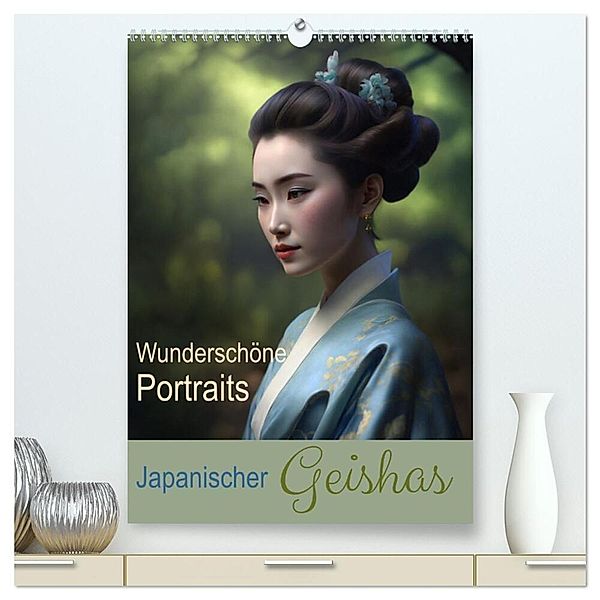 Wunderschöne Portraits Japanischer Geishas (hochwertiger Premium Wandkalender 2024 DIN A2 hoch), Kunstdruck in Hochglanz, Carina Augusto