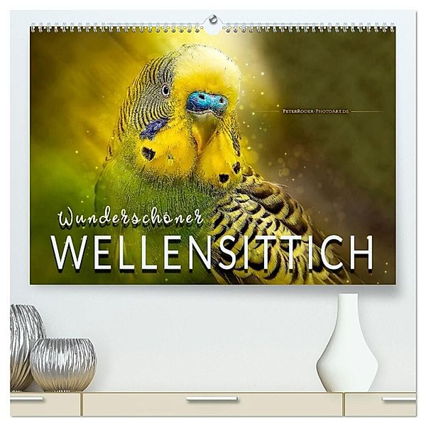 Wunderschöner Wellensittich (hochwertiger Premium Wandkalender 2024 DIN A2 quer), Kunstdruck in Hochglanz, Peter Roder