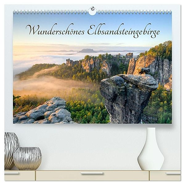 Wunderschönes Elbsandsteingebirge (hochwertiger Premium Wandkalender 2025 DIN A2 quer), Kunstdruck in Hochglanz, Calvendo, Michael Valjak