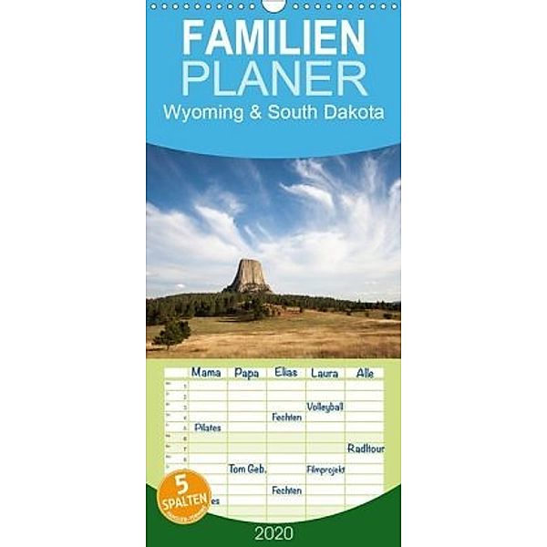 Wyoming & South Dakota - Familienplaner hoch (Wandkalender 2020 , 21 cm x 45 cm, hoch), Wolfgang Wörndl