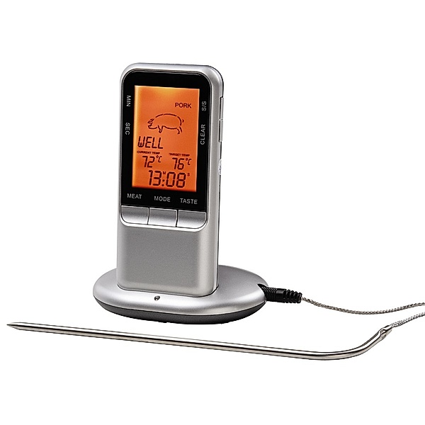 Xavax Digitales Bratenthermometer mit Timer, Funksensor