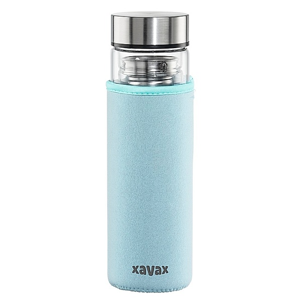 Xavax Glasflasche, 450 ml, mit Schutzhülle, Einsatz, für Kohlensäure u. heiss/kalt