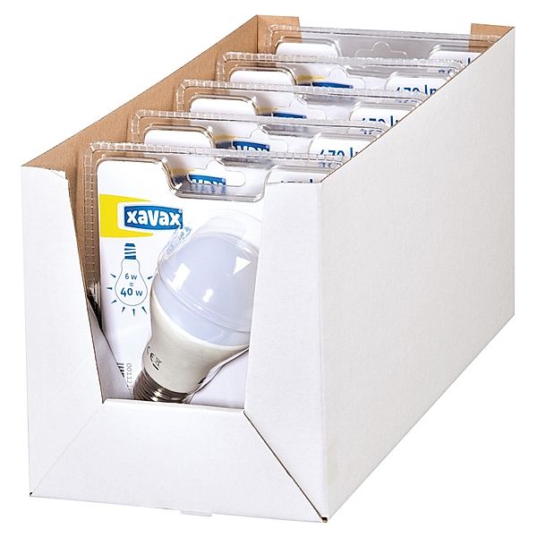 Xavax LED-Lampe E27, 6W (ersetzt 40W), 470 lm, Glühlampenform, warmweiß, 5 Stück