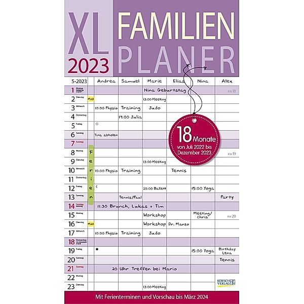 XL Familienplaner 18 Monate 2022/2023