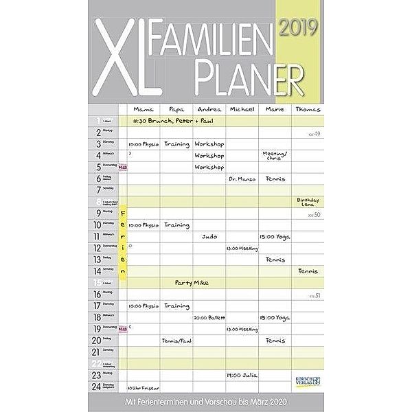 XL Familienplaner Pastell 2019