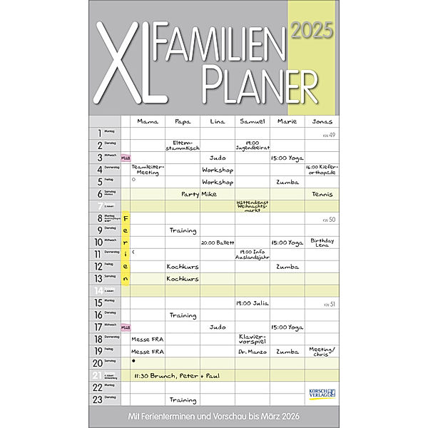 XL Familienplaner Pastell 2025