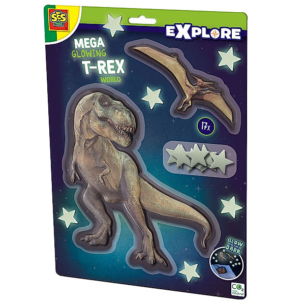 SES Creative XL-Sticker GLOW IN THE DARK: T-REX