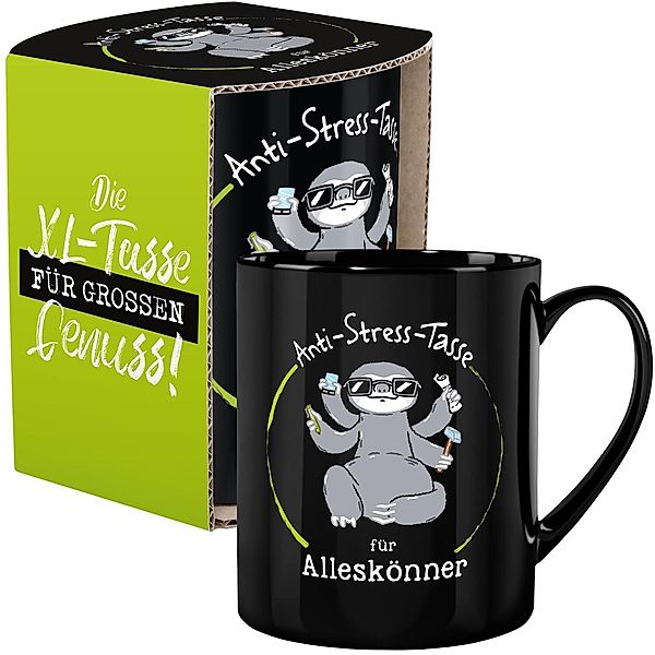 XL-Tasse für grossen Genuss, Anti-Stress-Tasse für Alleskönner, schwarz