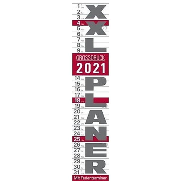 XXL Planer Großdruck rot 2021