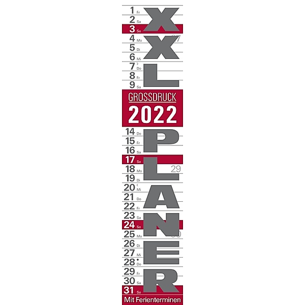 XXL Planer Großdruck rot 2022