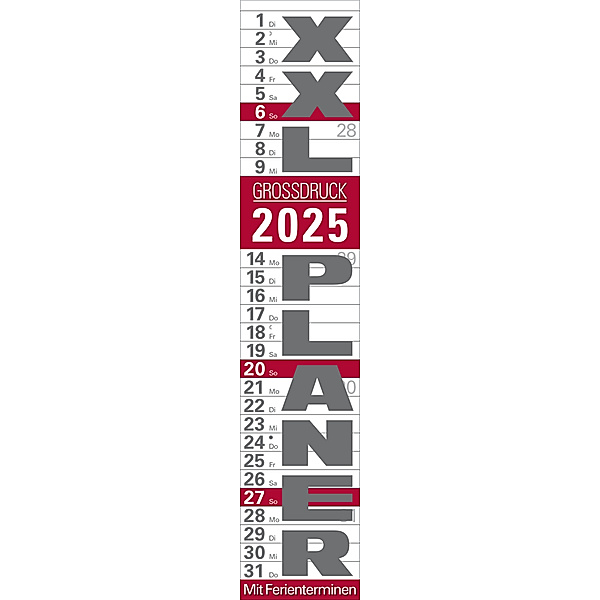 XXL Planer Großdruck rot 2025