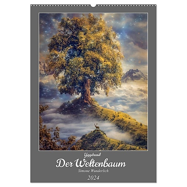 Yggdrasil - Der Baum des Lebens (Wandkalender 2024 DIN A2 hoch), CALVENDO Monatskalender, Simone Wunderlich
