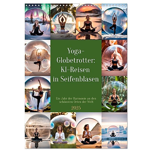 Yoga-Globetrotter: KI-Reisen in Seifenblasen. Ein Jahr der Harmonie an den schönsten Orten der Welt (Wandkalender 2025 DIN A3 hoch), CALVENDO Monatskalender, Calvendo, Fred Schimak