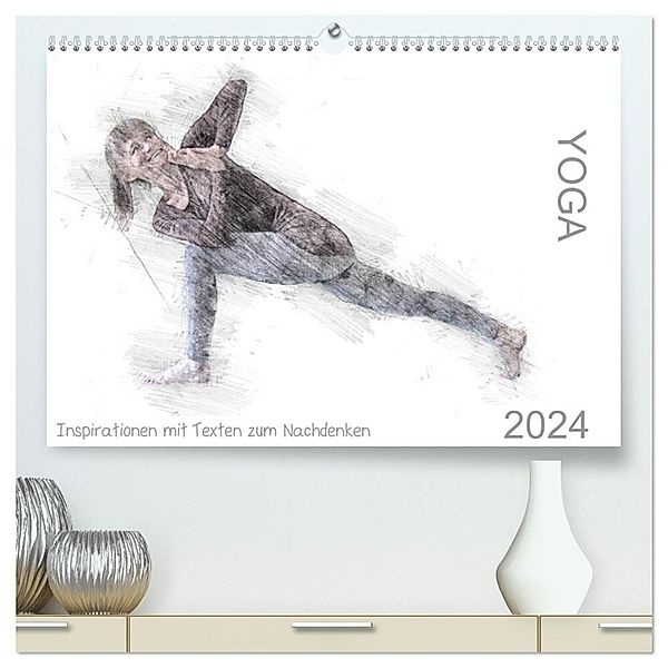 YOGA Inspirationen mit Texten zum Nachdenken (hochwertiger Premium Wandkalender 2024 DIN A2 quer), Kunstdruck in Hochglanz, Isabella Thiel