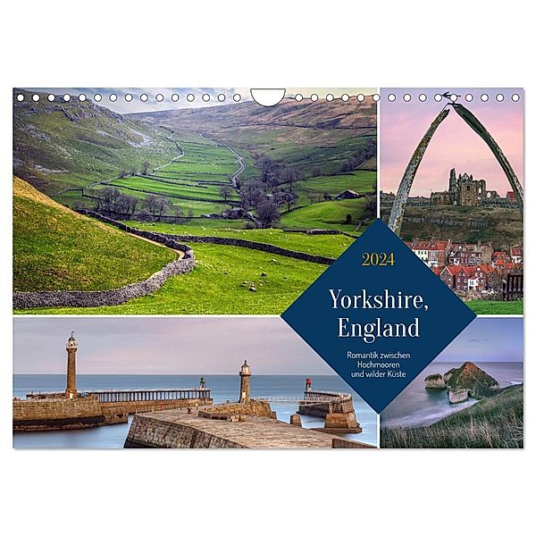 Yorkshire, England: Romantik zwischen Hochmooren und wilder Küste (Wandkalender 2024 DIN A4 quer), CALVENDO Monatskalender, Joana Kruse