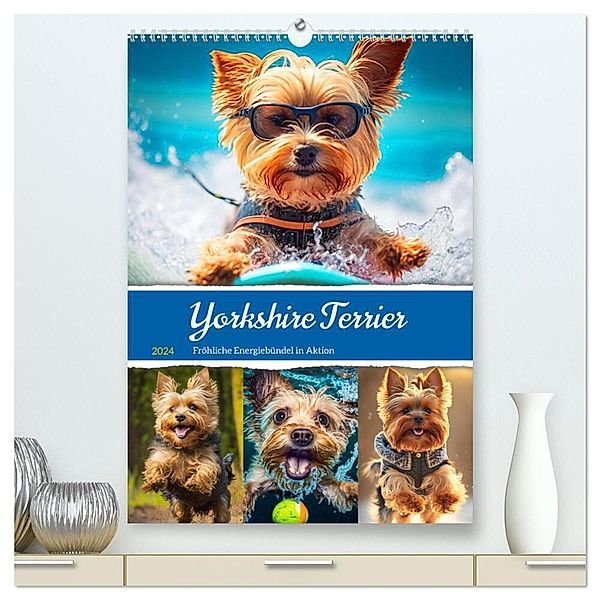 Yorkshire Terrier. Fröhliche Energiebündel in Aktion (hochwertiger Premium Wandkalender 2024 DIN A2 hoch), Kunstdruck in Hochglanz, Rose Hurley