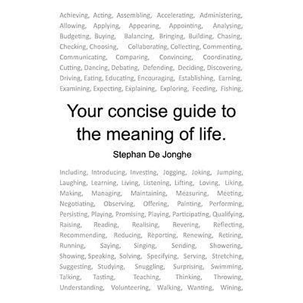 Your concise guide to the meaning of life, Stephan de Jonghe