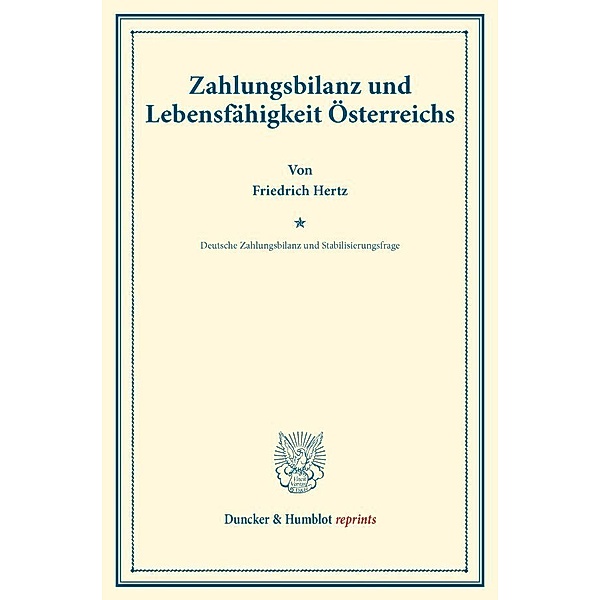 Zahlungsbilanz und Lebensfähigkeit Österreichs., Friedrich Hertz