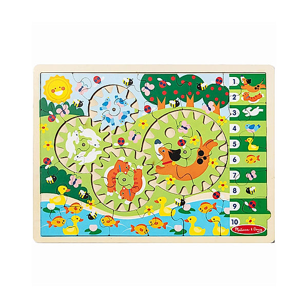 Melissa & Doug Zahnrad-Puzzle TIERJAGD 24-teilig