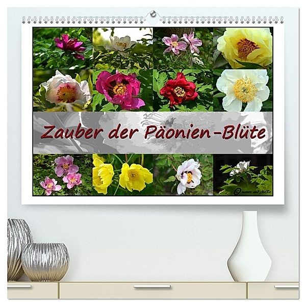 Zauber der Päonien-Blüte (hochwertiger Premium Wandkalender 2024 DIN A2 quer), Kunstdruck in Hochglanz, Monika Reiter